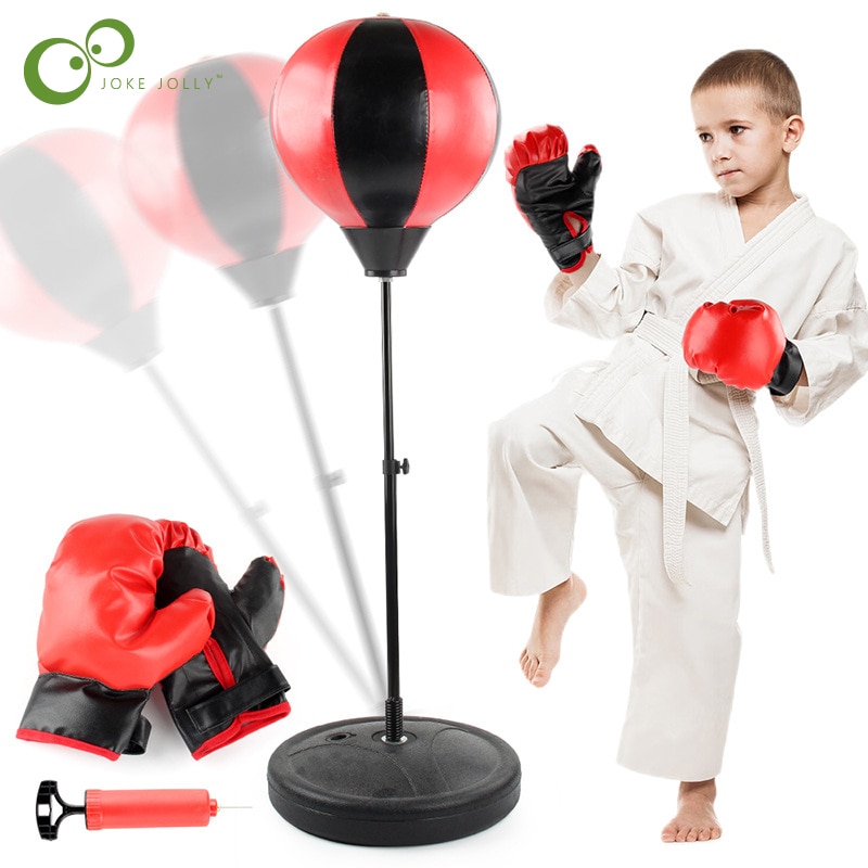 Children&s Boxing Gloves Standing Beat Inflated Balloon Venting Toy Stress Relief Reaction Training Birthday Gift Fo
